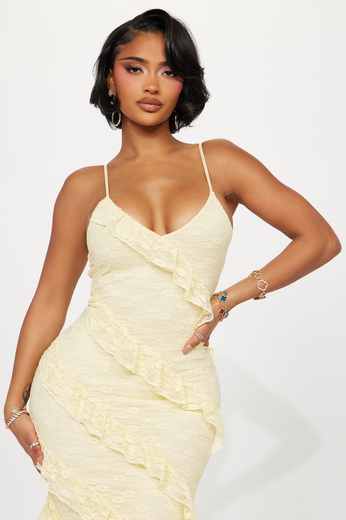 Lacing Up Maxi Dress - Yellow Product Image
