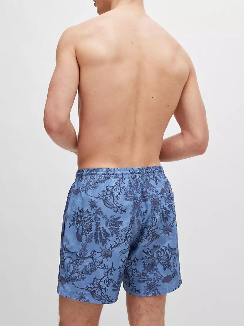 Logo-Badge Swim Shorts with Seasonal Print Product Image