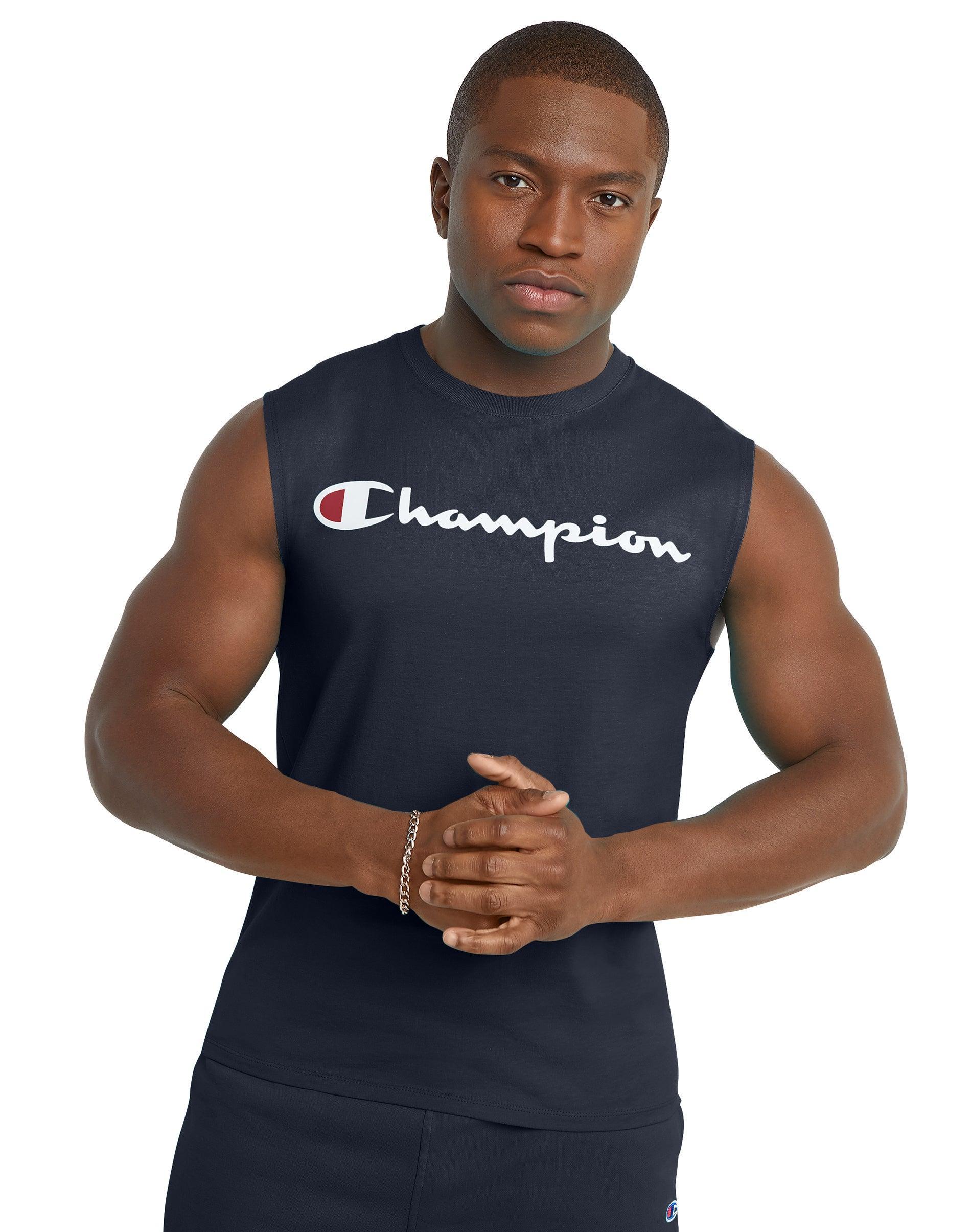 Mens Champion Logo Graphic Muscle Tee Granite Grey Product Image