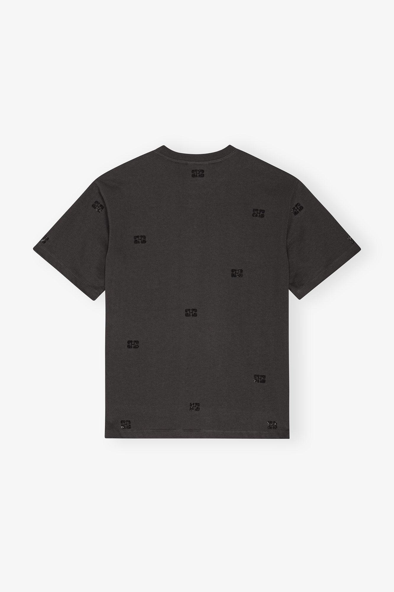Black Cotton Rhinestone T-shirt Product Image