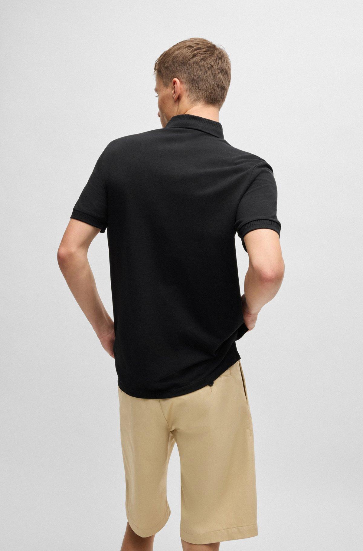 Cotton-piqué slim-fit polo shirt with logo label Product Image