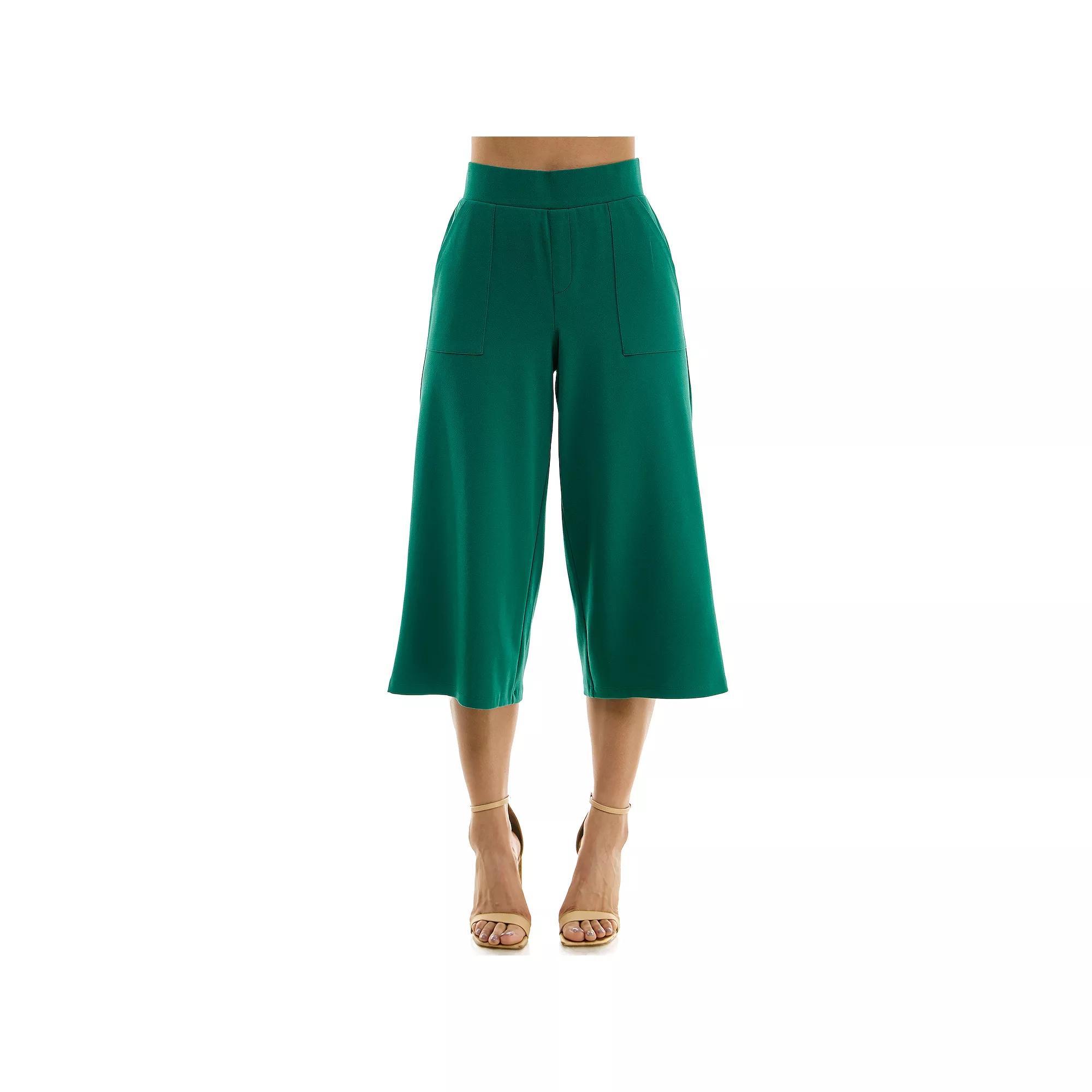 Women's Nina Leonard Elastic Waist Culotte Pants, Size: Medium, Blue Product Image