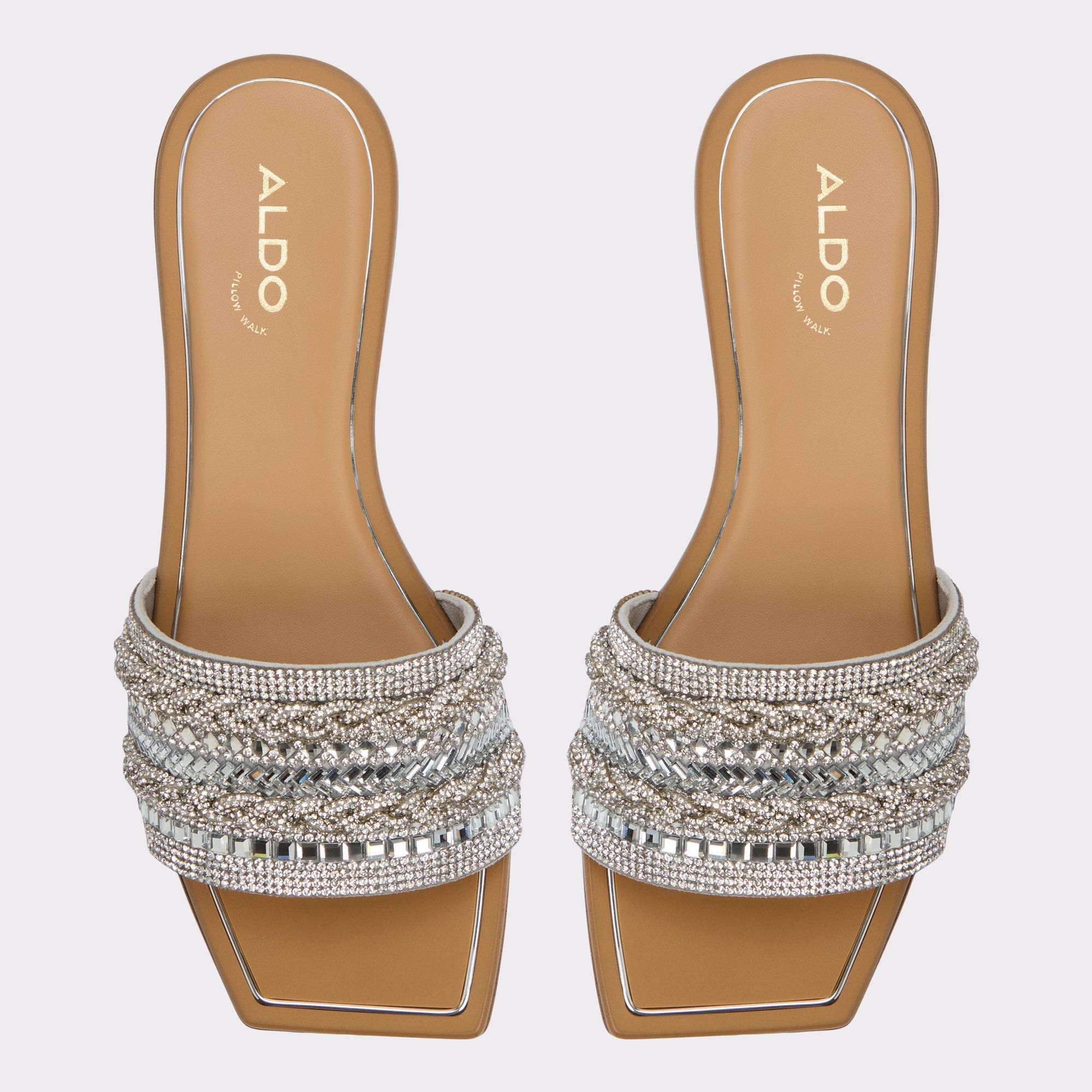 ALDO Navalia - Women's Flat Sandals - Silver, Size 9 Product Image