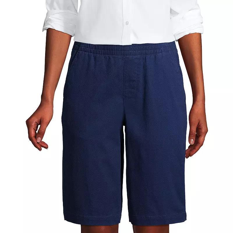 Women's Lands' End Pull-On Long Chino Bermuda Shorts, Size: 2, Evening  Chambray Product Image
