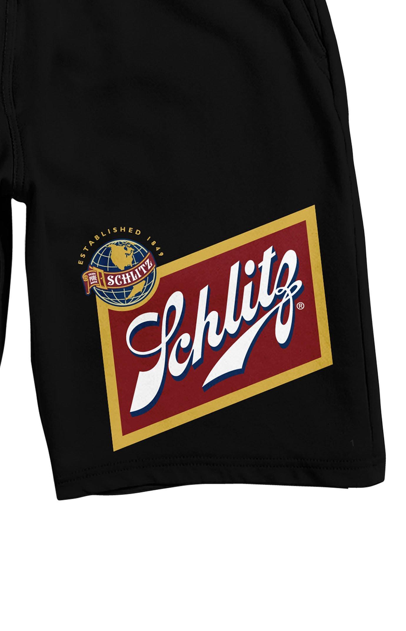 Men's Schlitz Beer Logo Pajama Shorts, Size: Small, Black Product Image