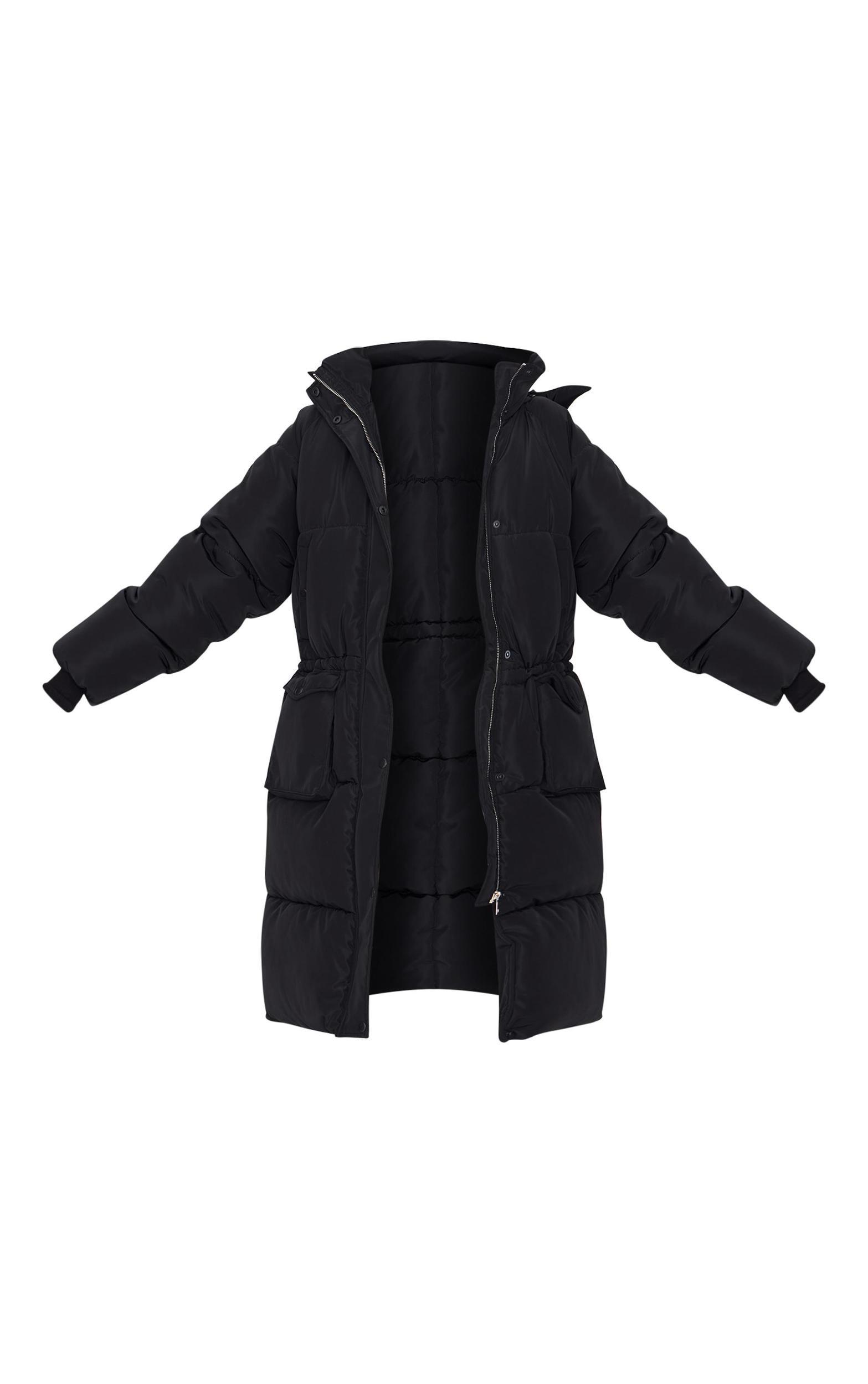 Tall Black Longline Oversized Puffer Coat Product Image