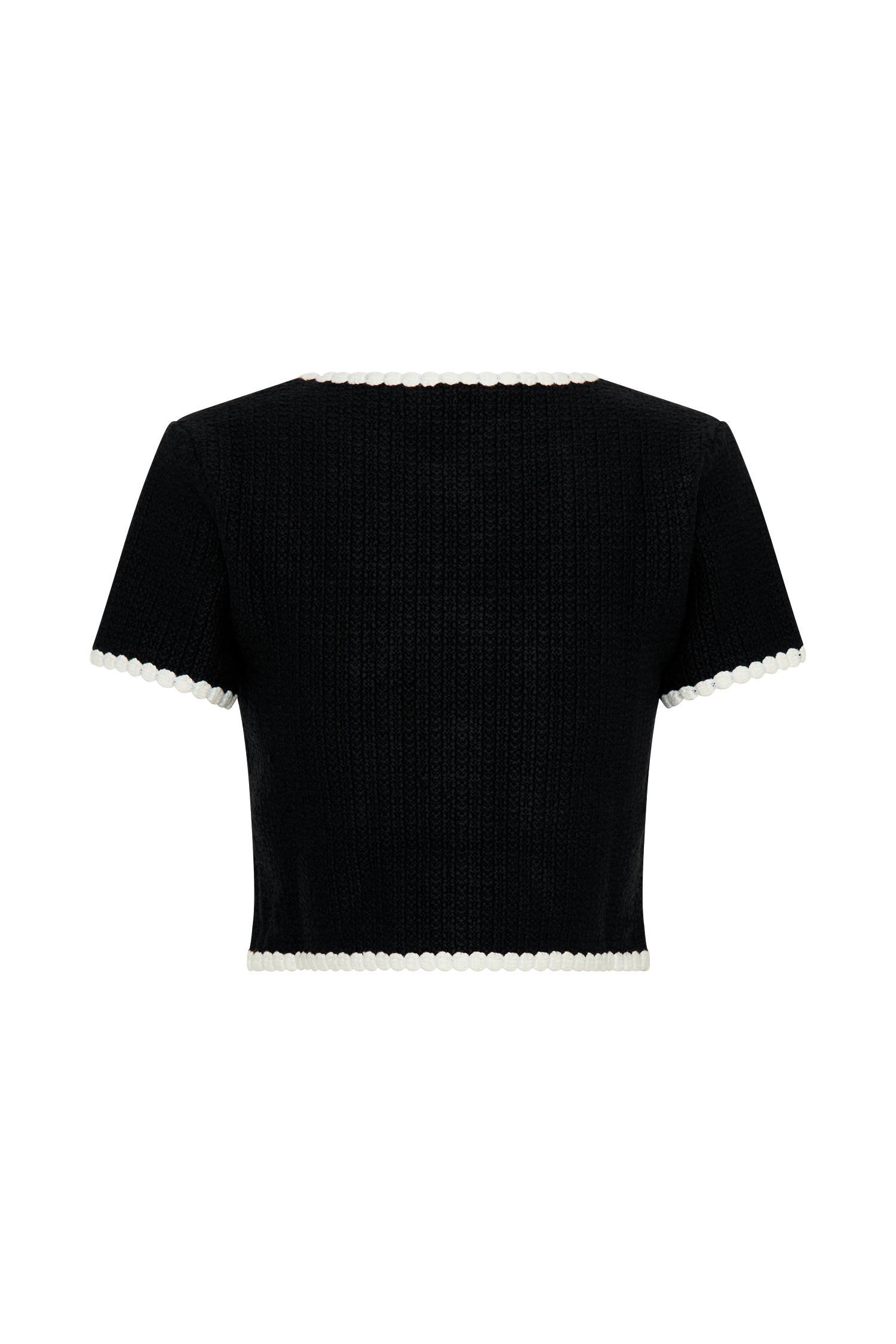 Saffron Contrast Knit Top - Black/White Product Image