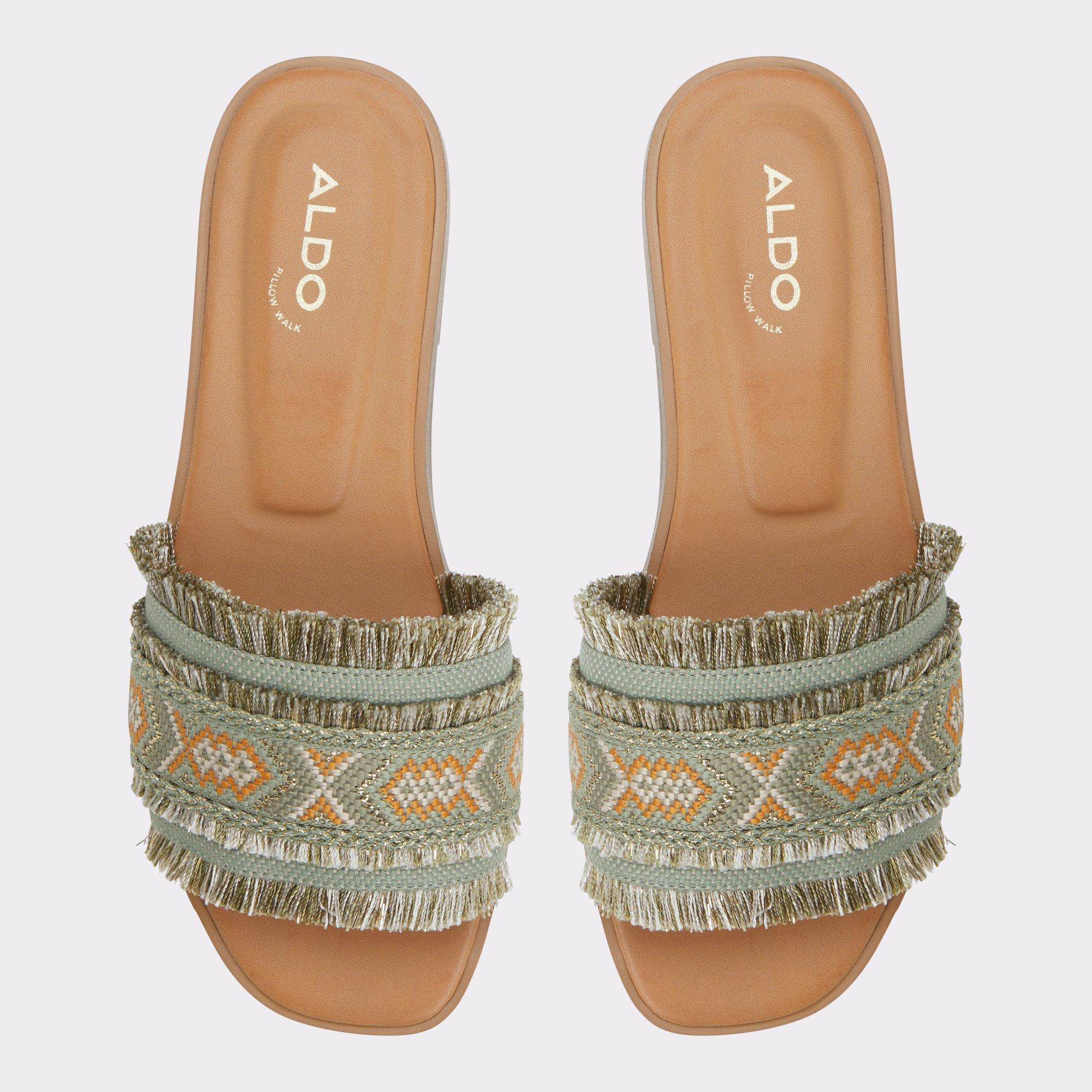 ALDO Nalani - Women's Flat Sandals - Green, Size 9 Product Image