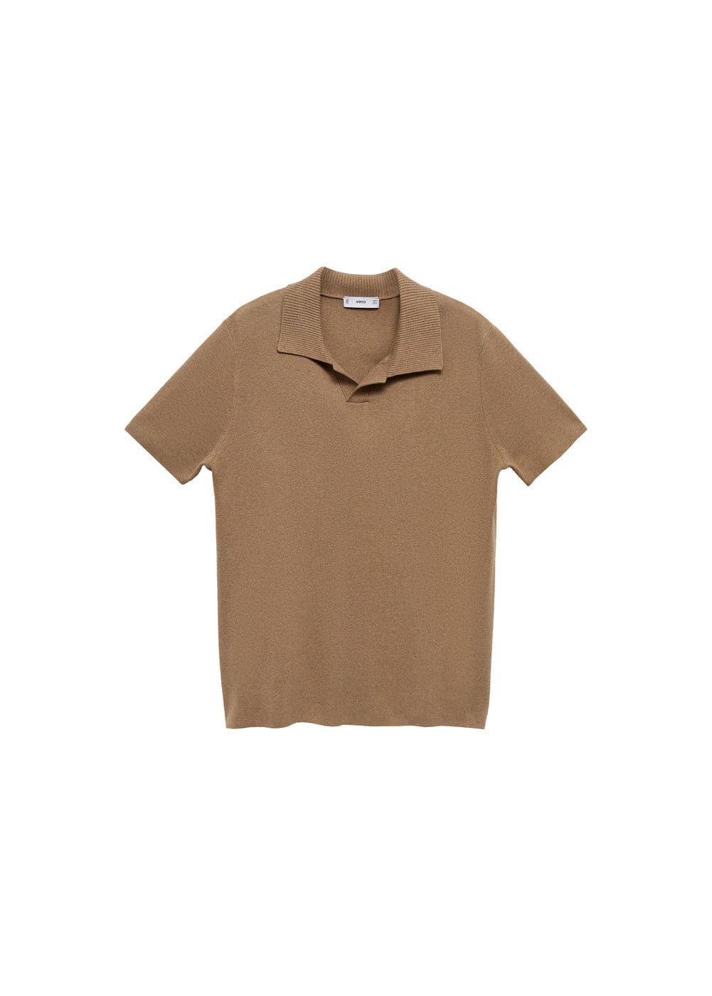 Textured knitted cotton polo shirt - Men | MANGO USA Product Image
