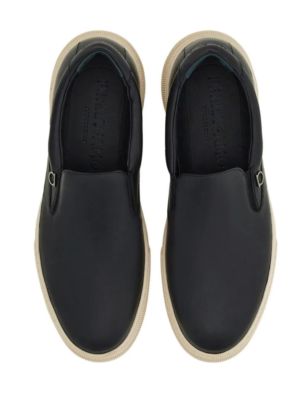 Gancini-plaque leather sneakers  Product Image