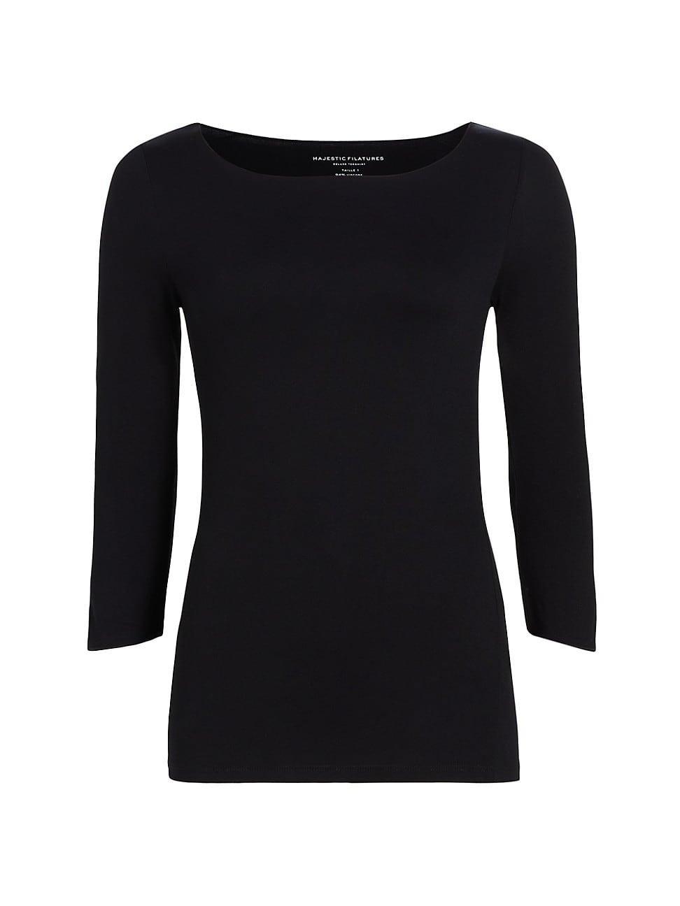 Majestic Filatures Boatneck Three Quarter Sleeve Top Product Image