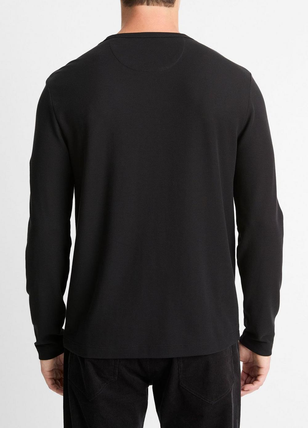 Mens Pima Cotton Piqu Long-Sleeve T-Shirt, Black, Size S Vince Product Image