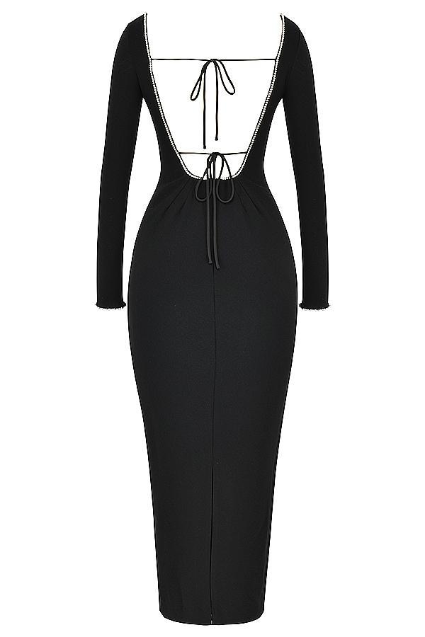 Rosa  black crystal embellished maxi dress - sale Product Image