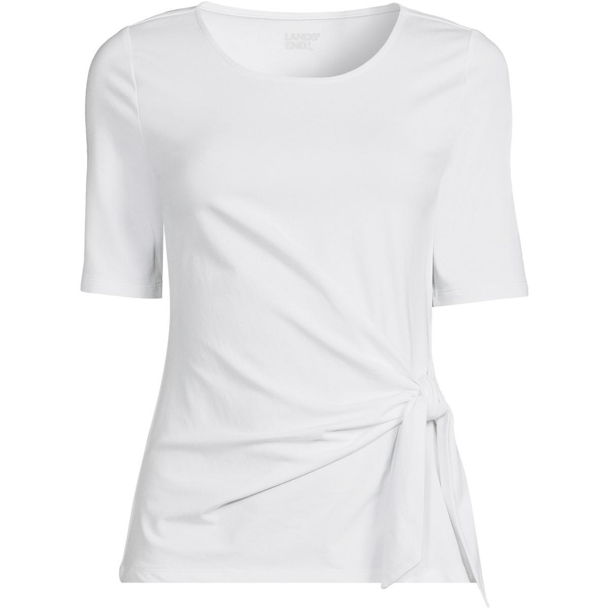 Women's Plus Size Lands' End Lightweight Jersey Tie Front Top, Size: 3XL, Black Product Image