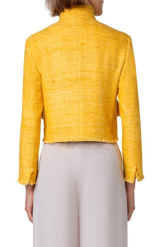 AKRIS PUNTO Fringe Silk Tweed Crop Jacket In Sun Product Image