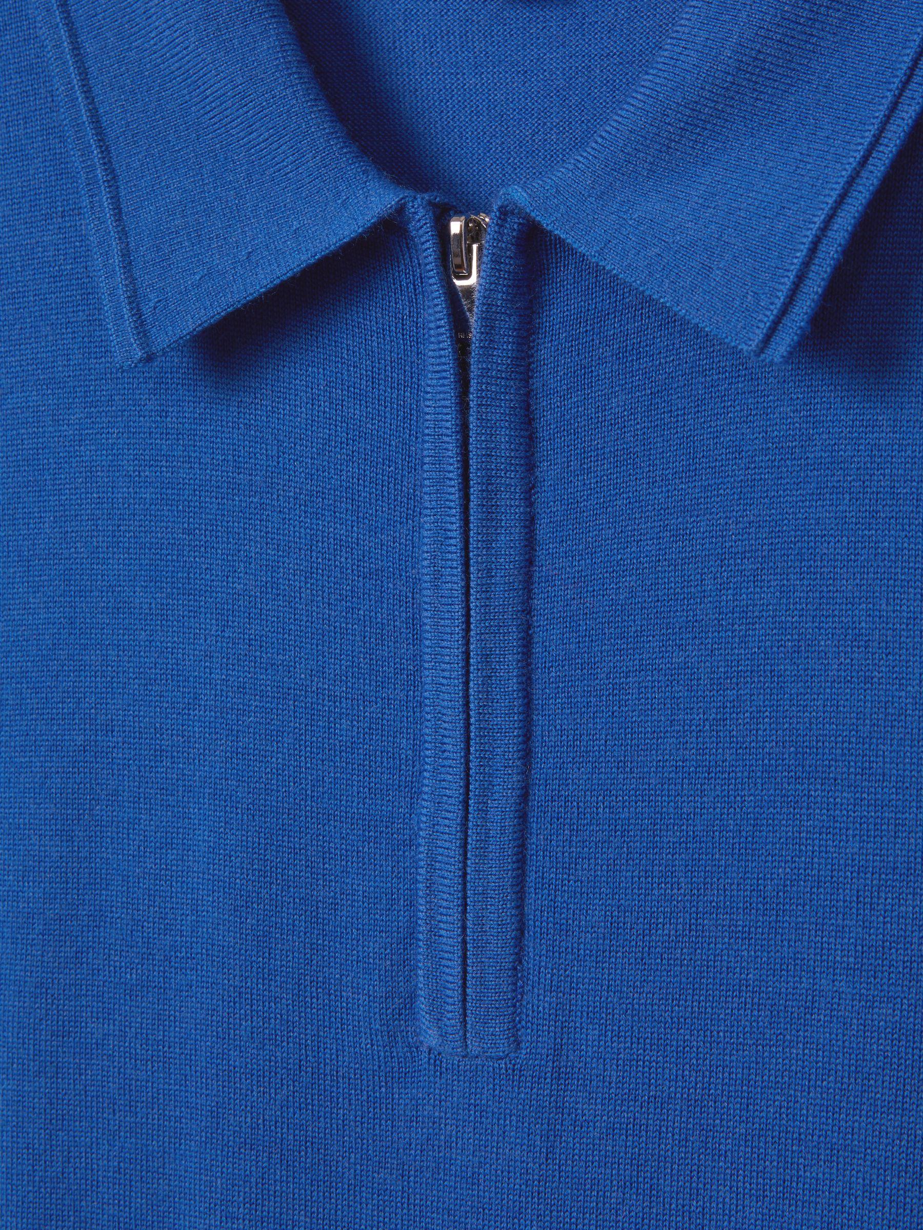 Maxwell Lapis Blue Merino Wool Half-Zip Polo Shirt Product Image
