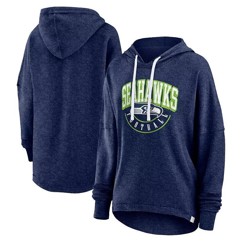 Women's Fanatics Branded Navy Seattle Seahawks Lightewight Modest Crop Lounge Helmet Arch Pullover Hoodie, Size: Large, Blue Product Image