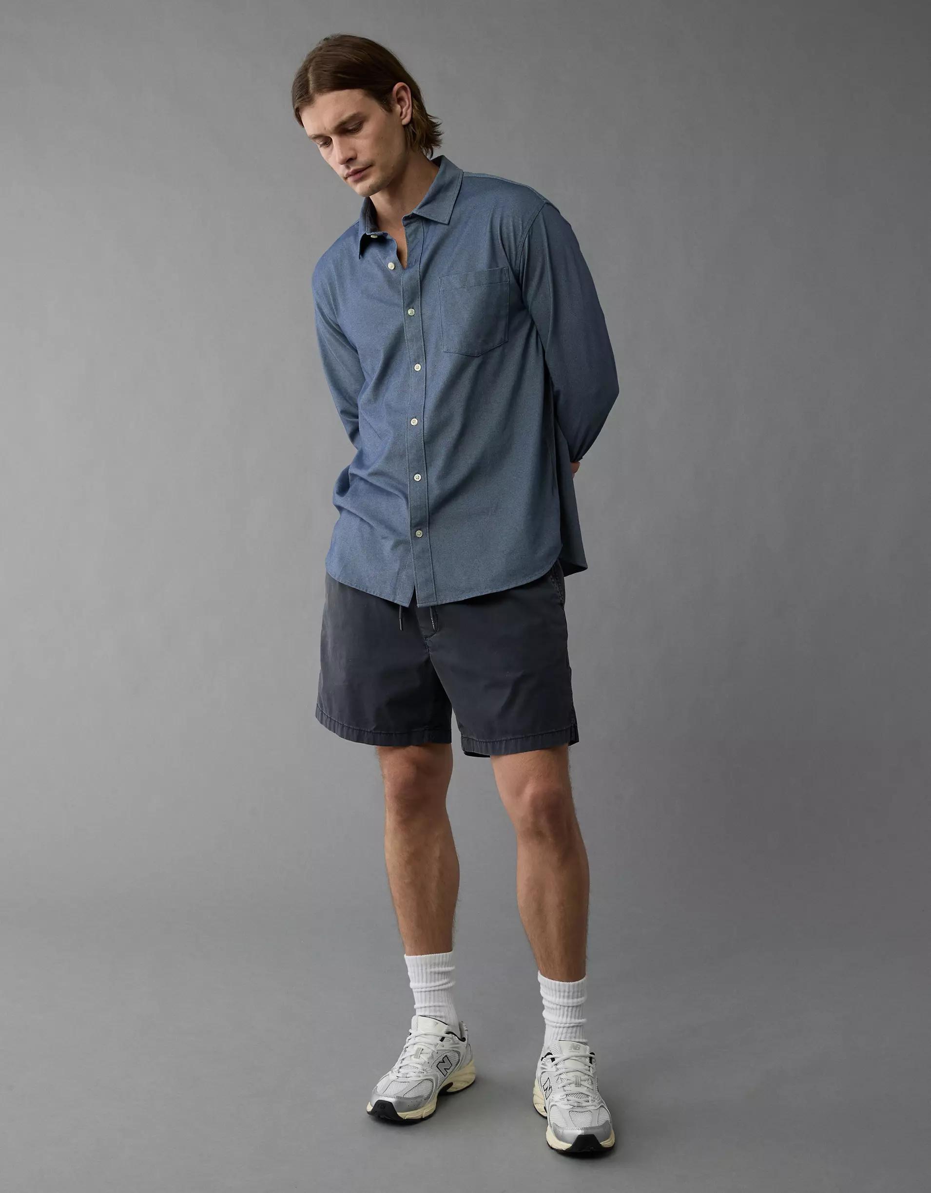 AE 24/7 Club Long Sleeve Button-Up Shirt Product Image