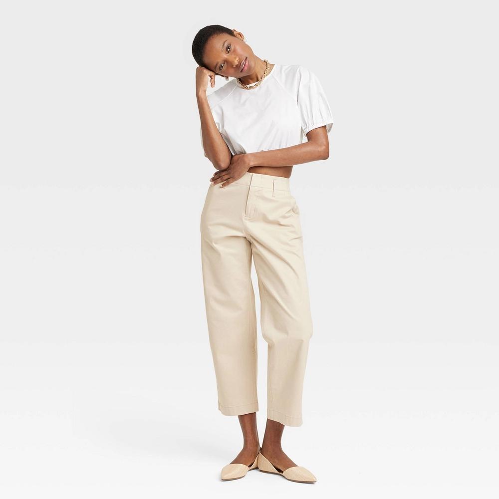 Womens High-Rise Straight Ankle Chino Pants - A New Day Tan 2 Product Image