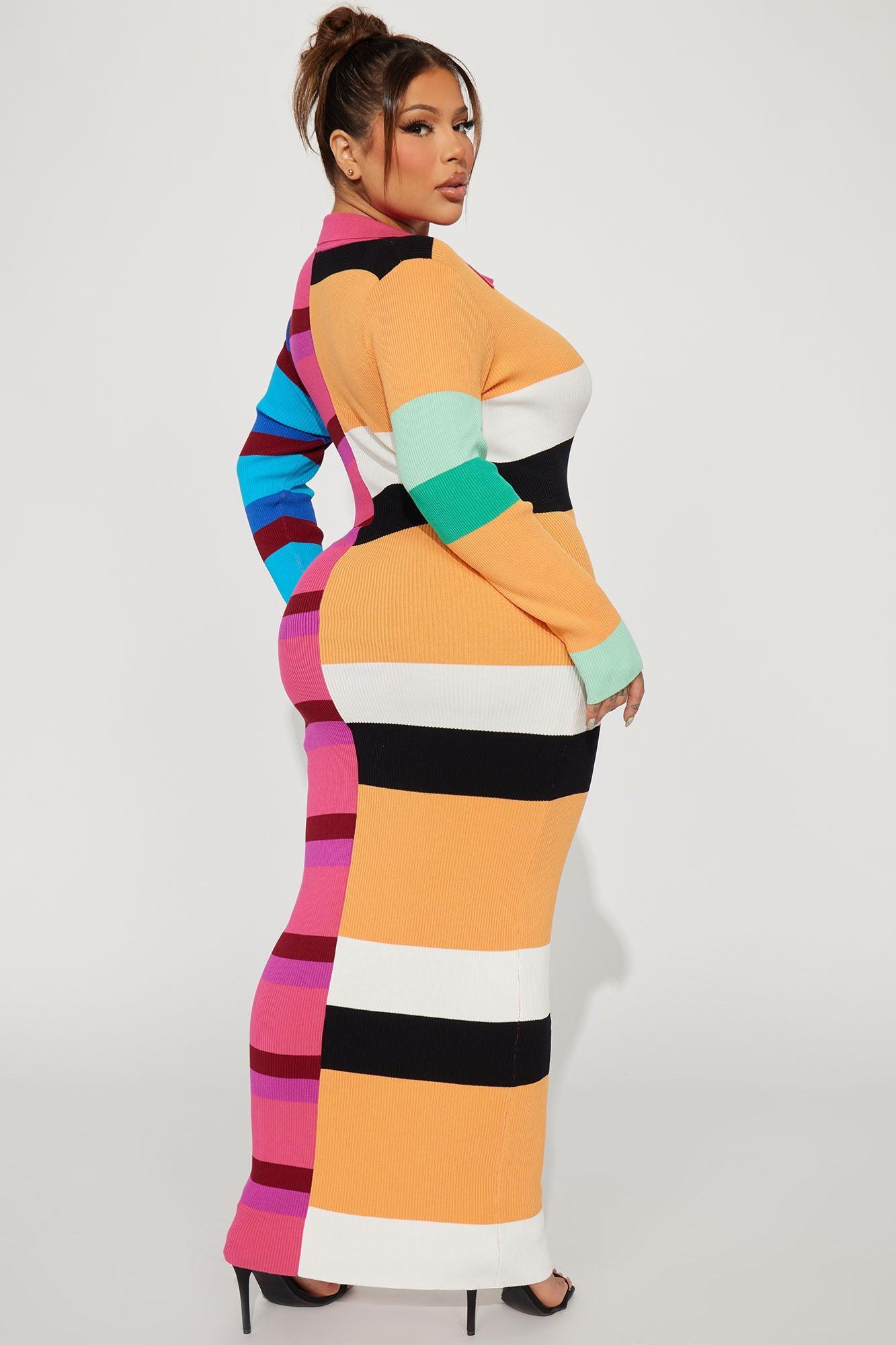 Peri Striped Sweater Maxi Dress - Multi Color Product Image