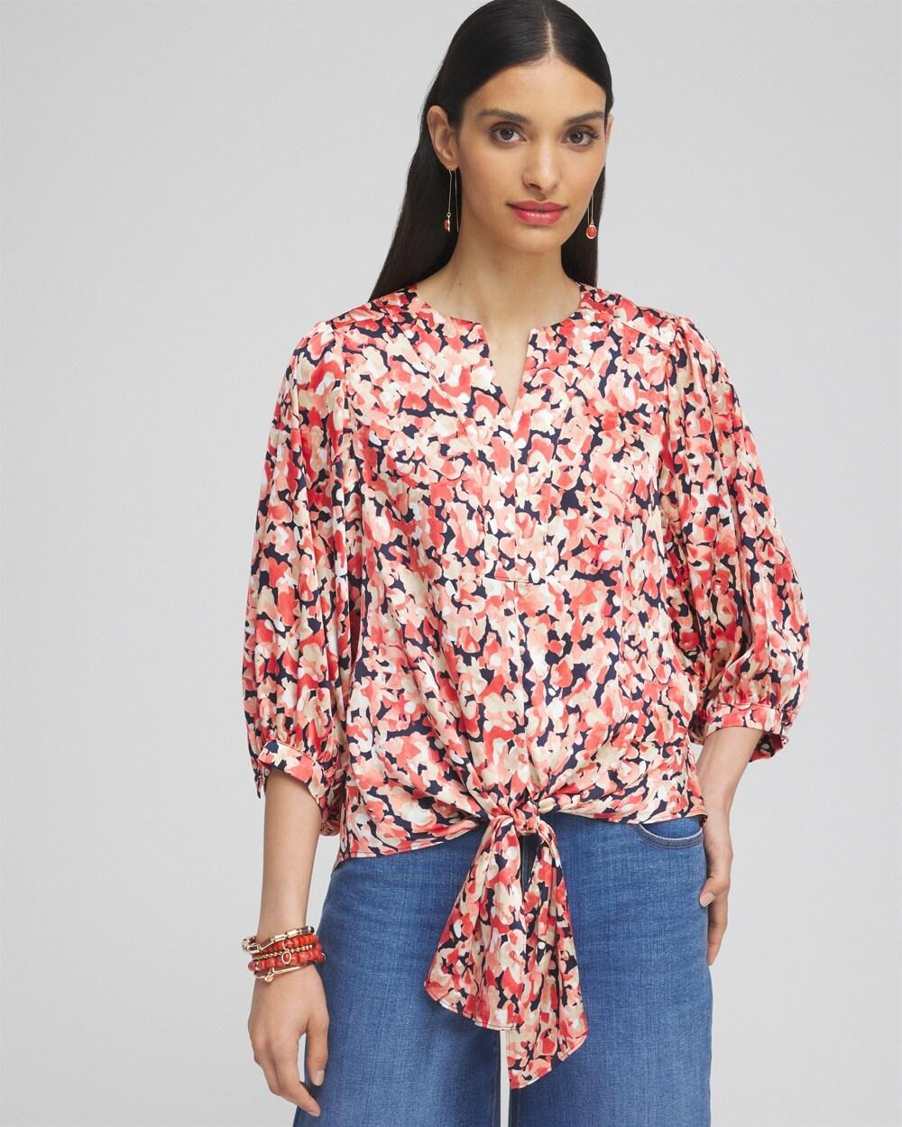 Camo Tie-Front Blouse Product Image