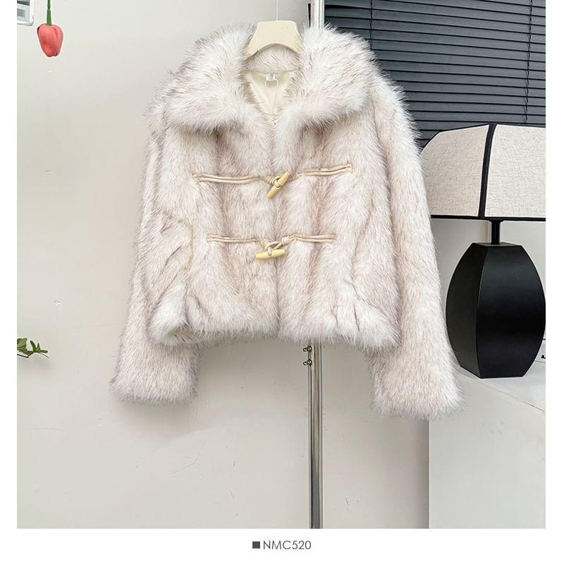 Collared Faux-Fur Toggle Coat Product Image