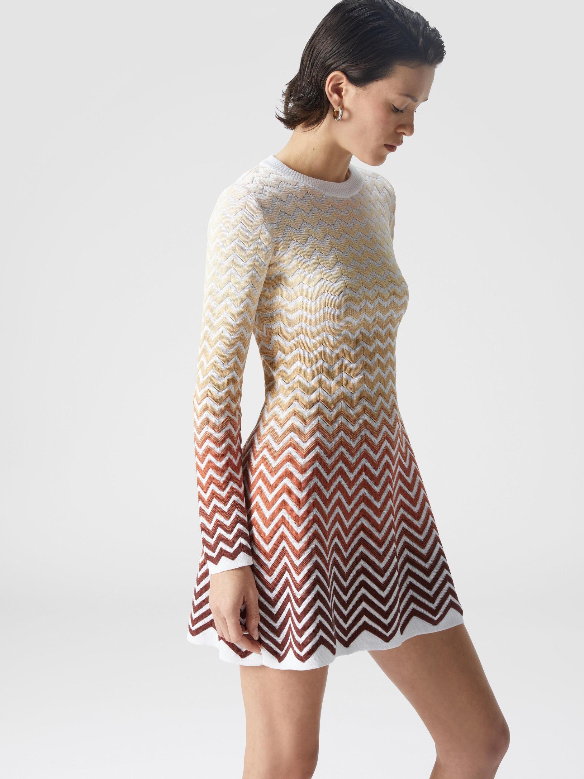 Flared mini-dress with dégradé chevron motif Product Image
