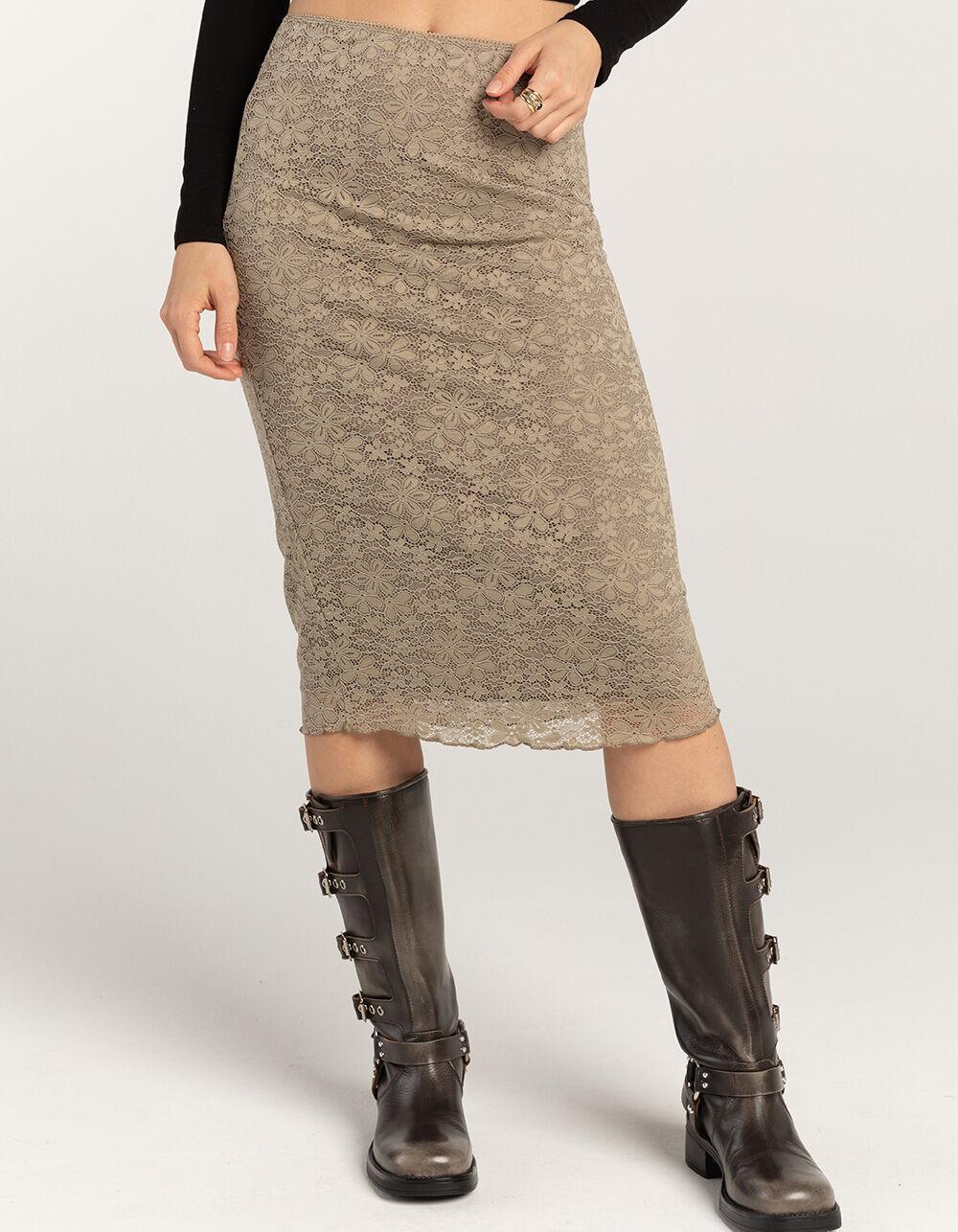RSQ Womens Low Rise Lace Midi Skirt - SAGE Product Image