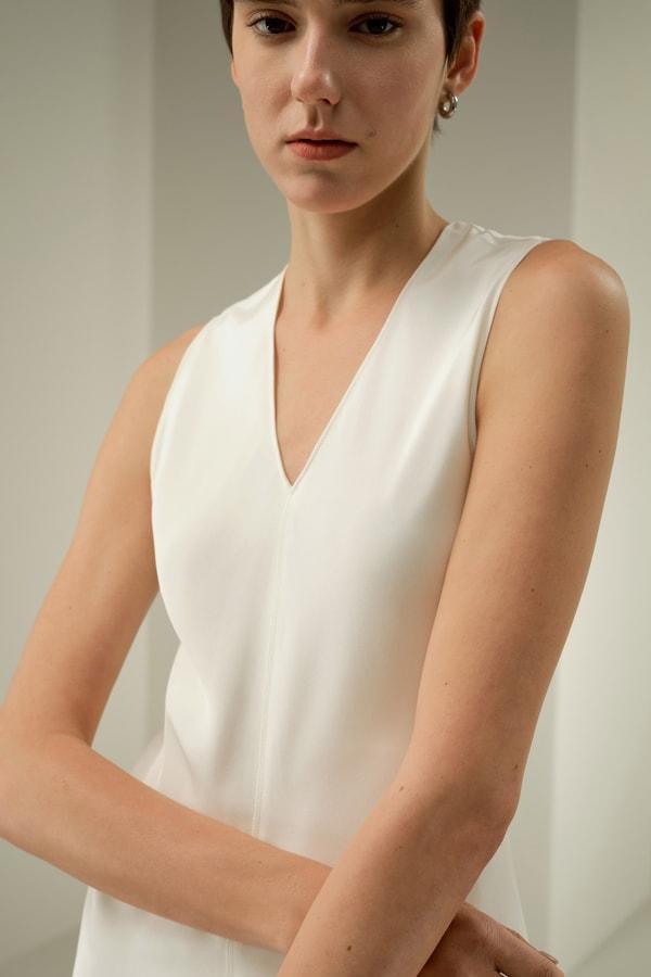 V-Neck Silk Long Dress Product Image