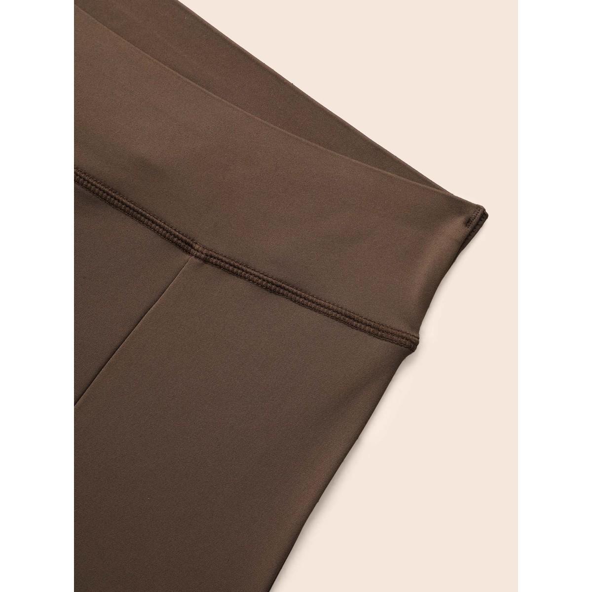 Plus Size High Stretch Split Hem Bootcut Leggings Women DarkBrown Casual High stretch Bootcut Mid Rise Everyday Leggings BloomChic 30/6X Product Image