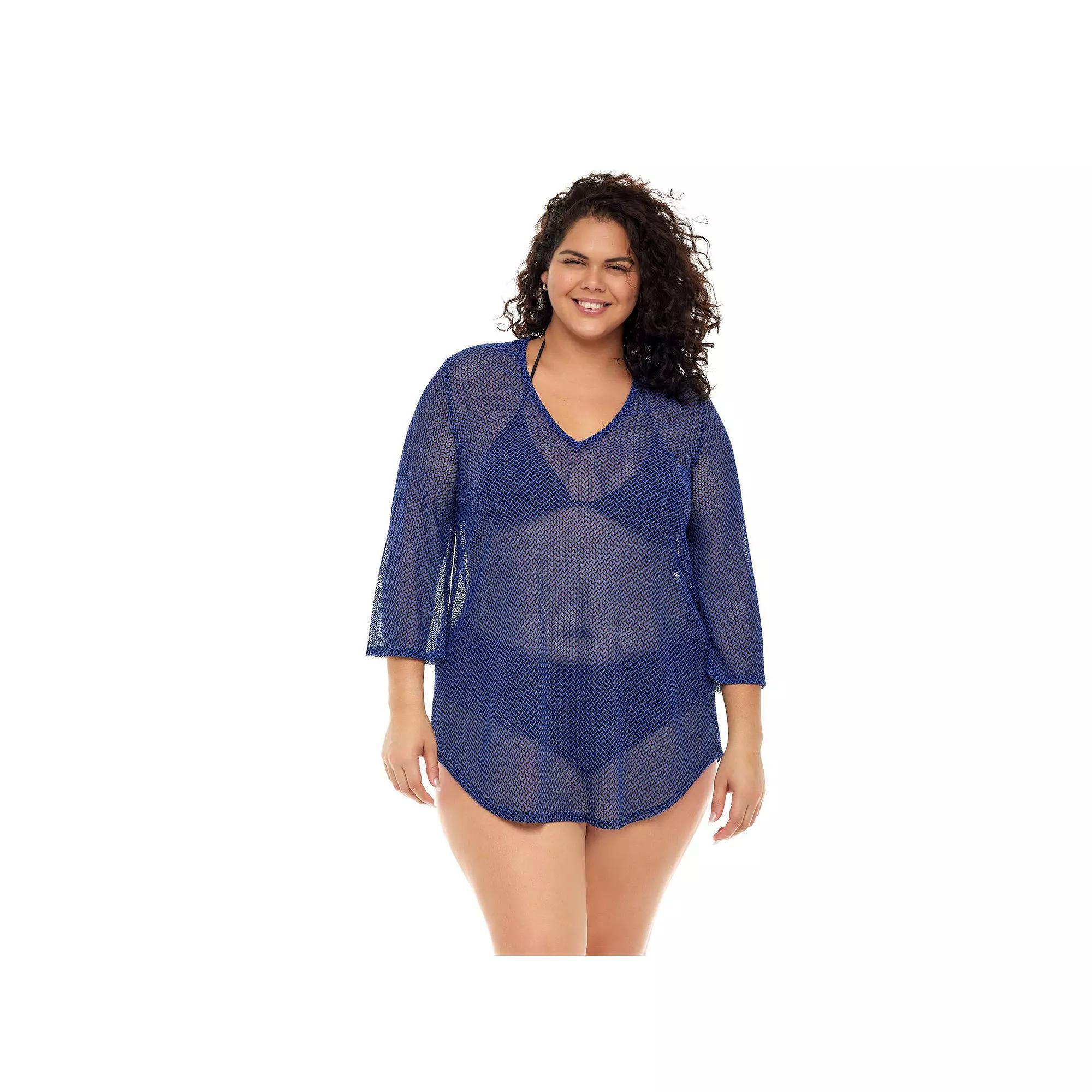 Plus Size Jordan Taylor Mesh Coverup, Women's, Size: 1XL, Black Gold Product Image