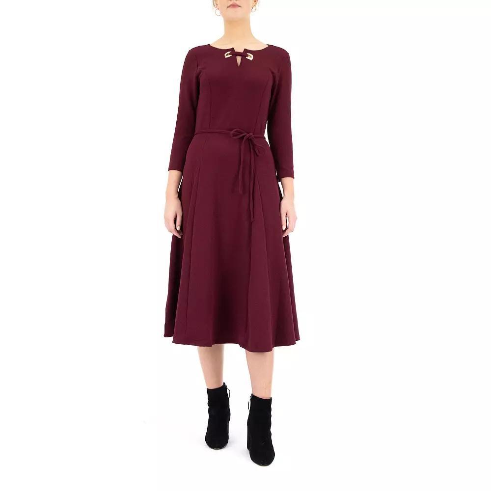 Women's Nina Leonard Grommet-Detail Midi Dress, Size: Medium, Deep Red Product Image