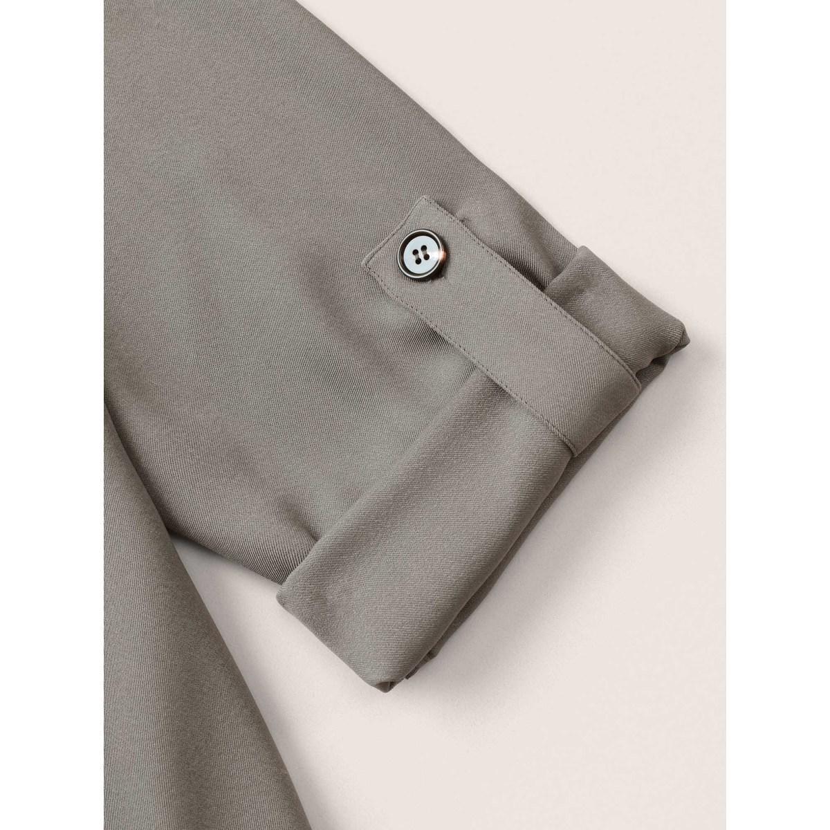 Plus Size Lapel Collar Tab Sleeve Hanky Hem Blazer Gray Women Everyday Plain Non Sleeve Long Sleeve Lapel Collar 18-20/2X Slanted pocket Casual Blazers BloomChic Product Image