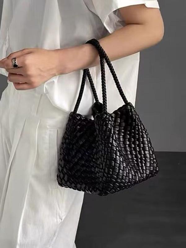 Solid Color Split-Joint Woven Bags Handbags Product Image