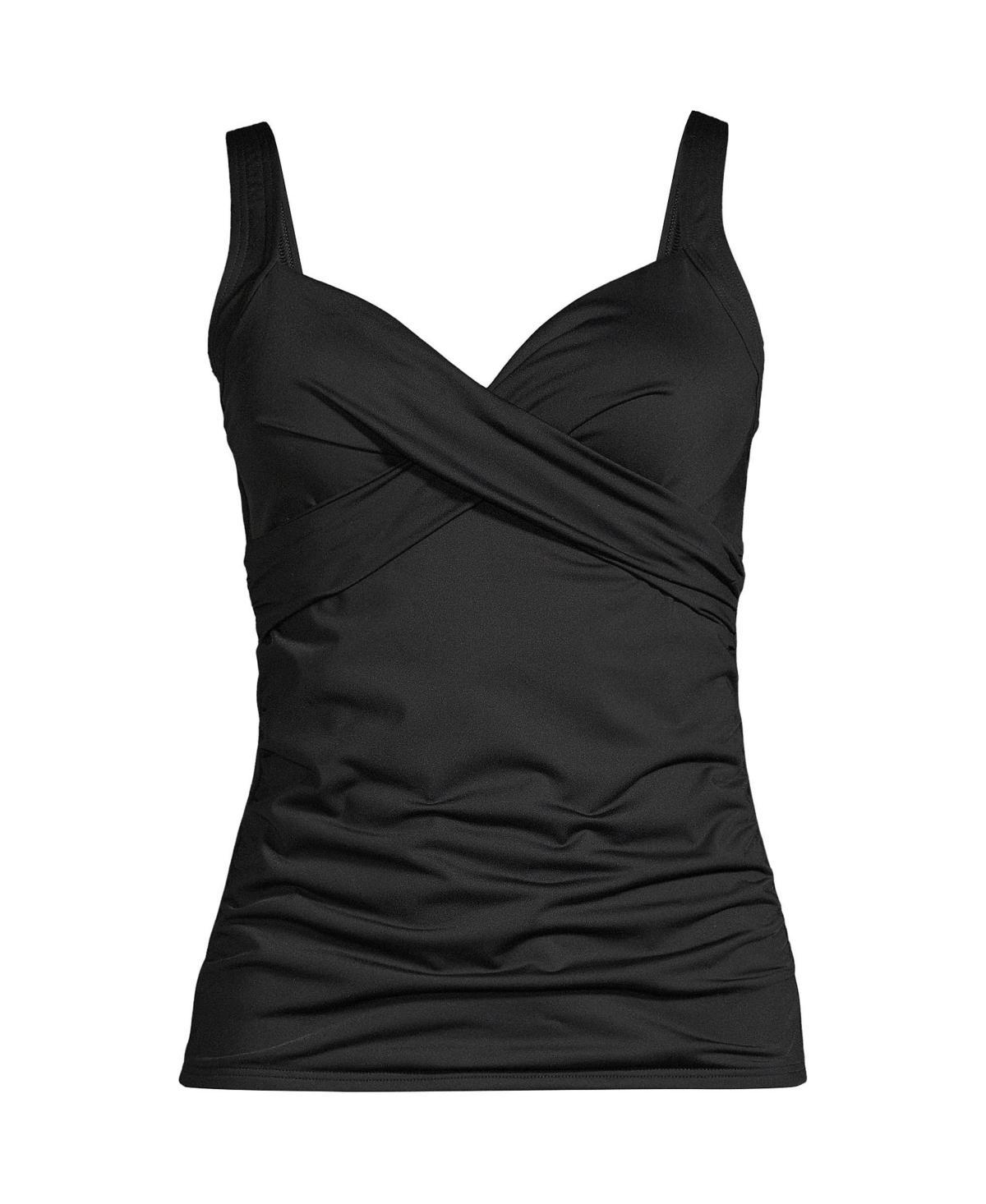 Women's Lands' End Surplice Underwire Tankini Swimsuit Top, Size: 14, Rich Brown Product Image