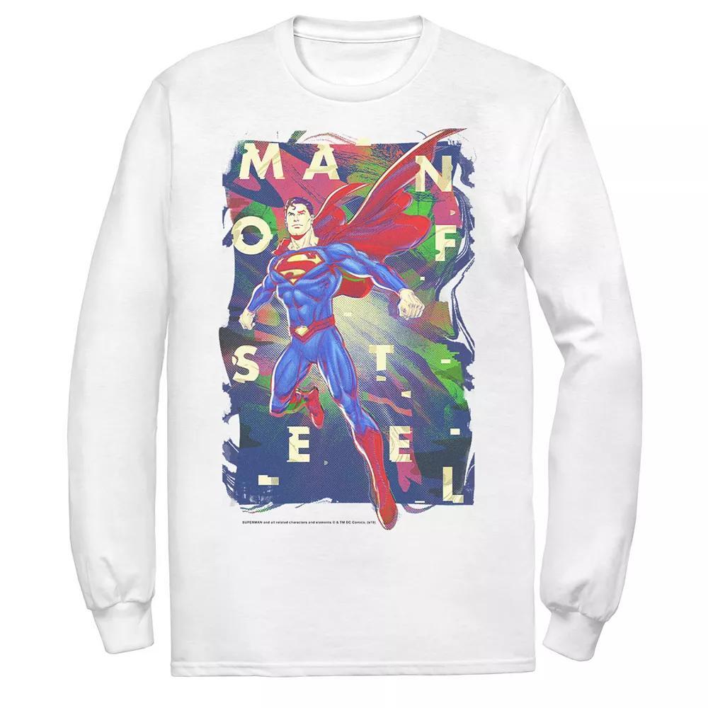 Men's DC Comics Superman Man Of Steel Bold Glitch Poster Tee, Size: Large, White Product Image