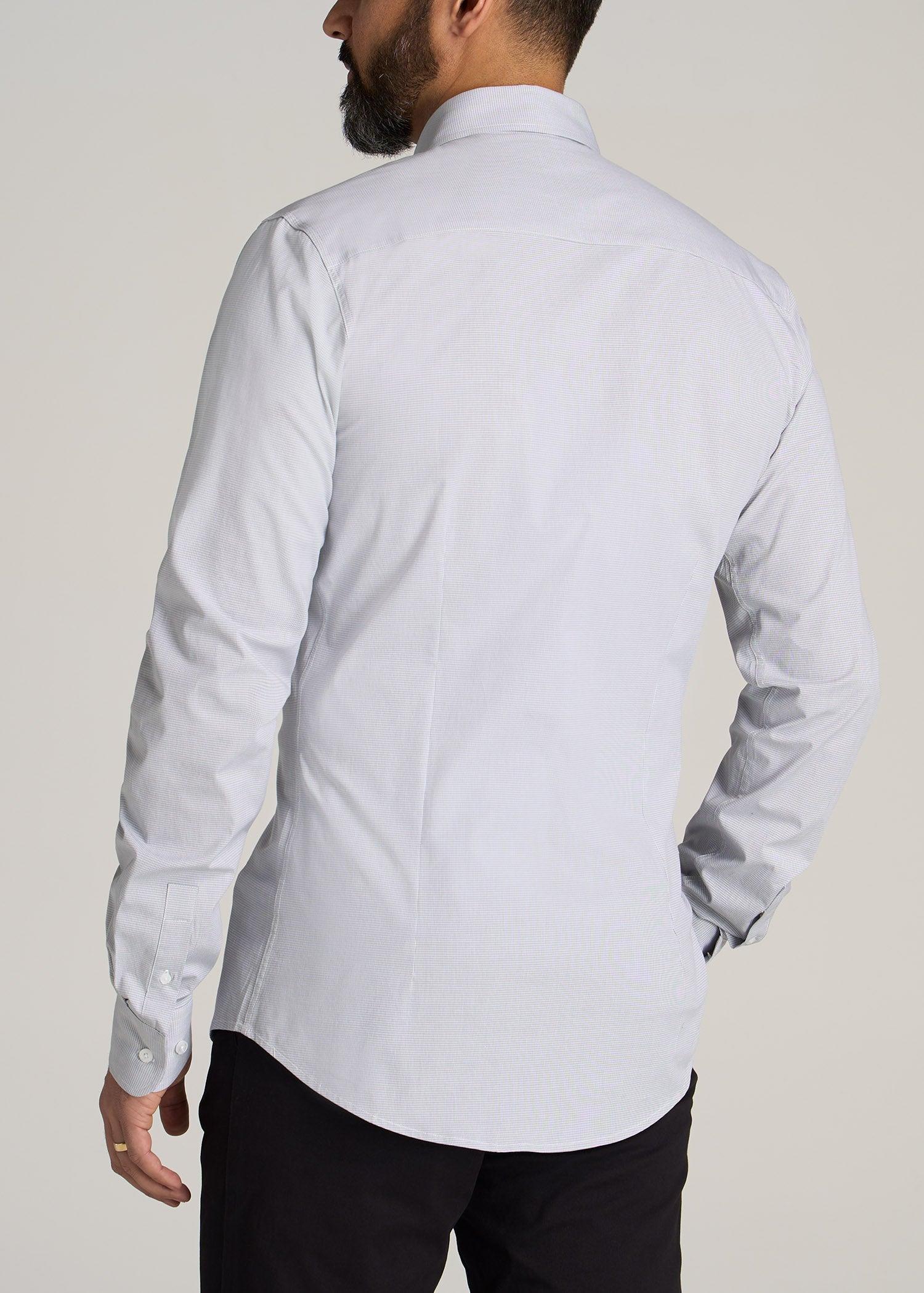 Oskar Button-Up Dress Shirt for Tall Men in Grey & White Gingham Product Image
