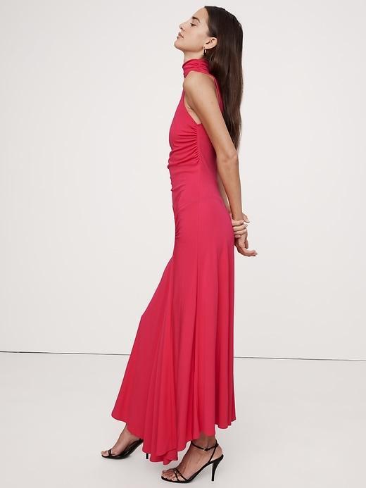 Jersey Knit Mock-Neck Maxi Dress Product Image