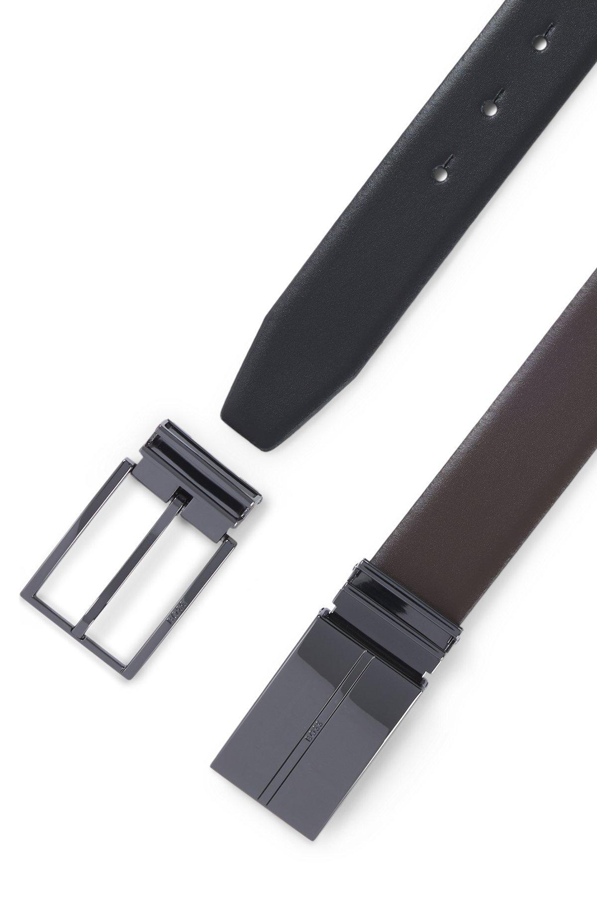 Reversible Italian-leather belt with interchangeable buckles Product Image
