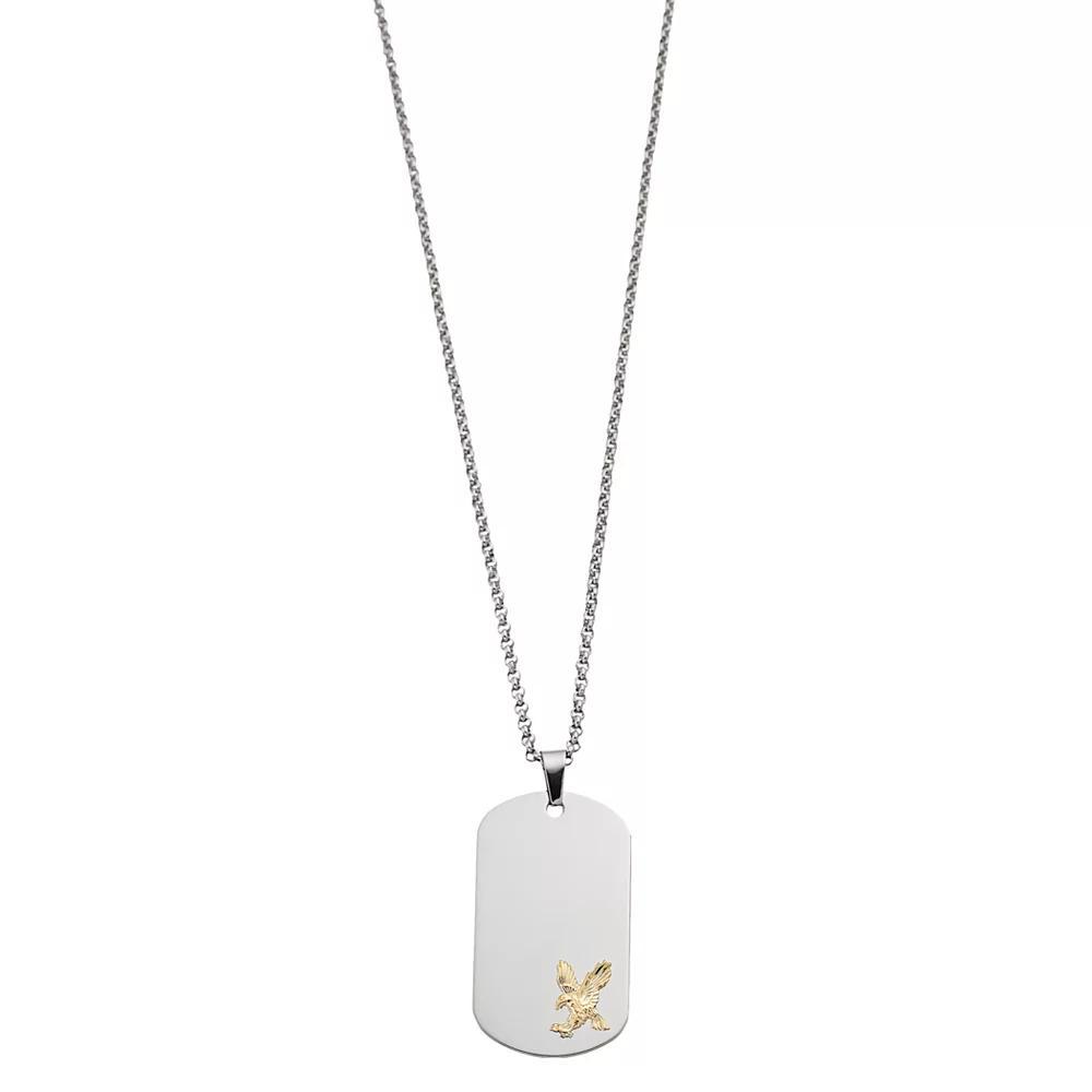 Kristen Kesho 14k Gold Eagle on Stainless Steel Dog Tag Pendant Necklace, Men's, Size: 24" Product Image