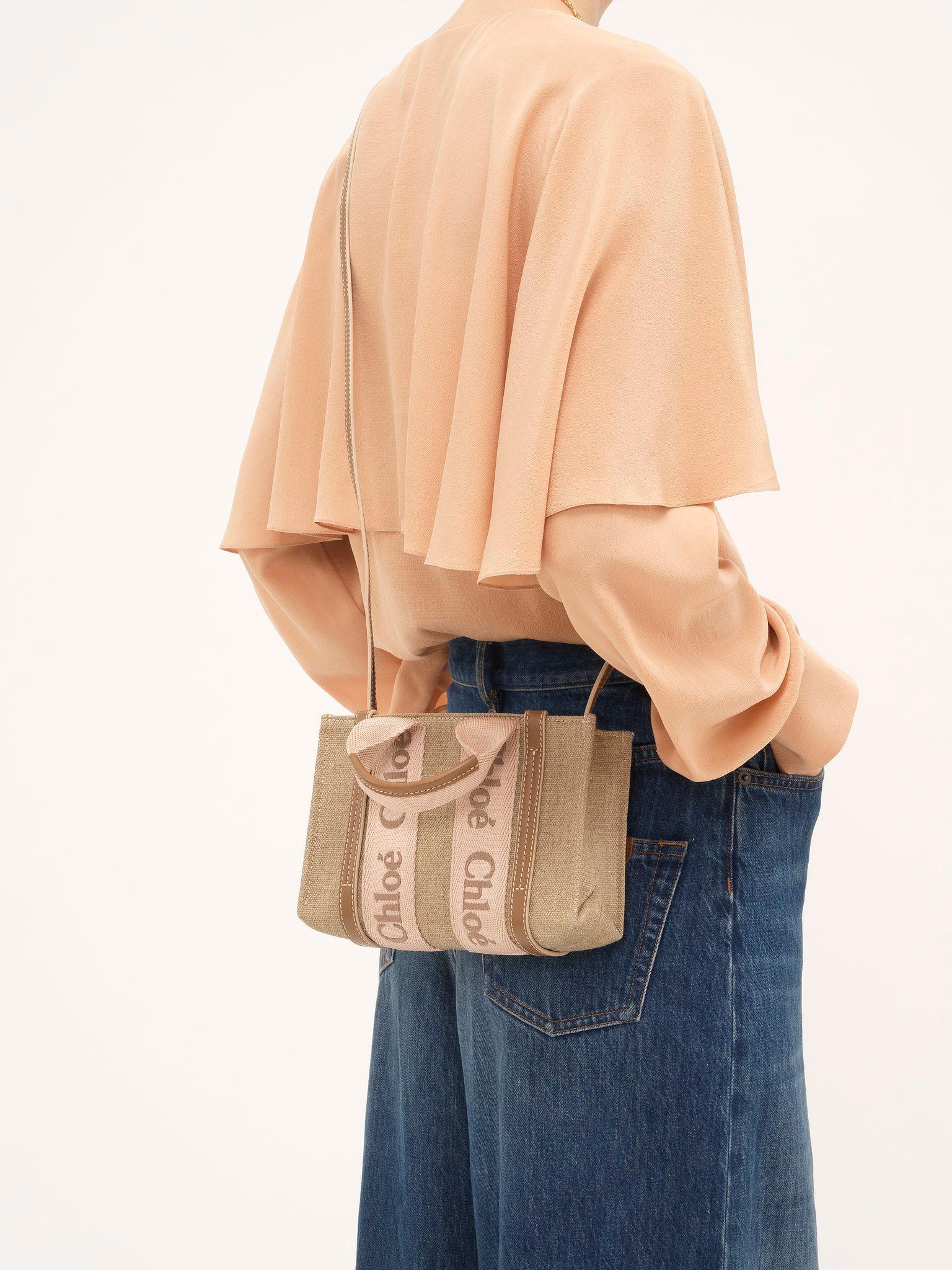 Mini Woody tote bag in linen Product Image