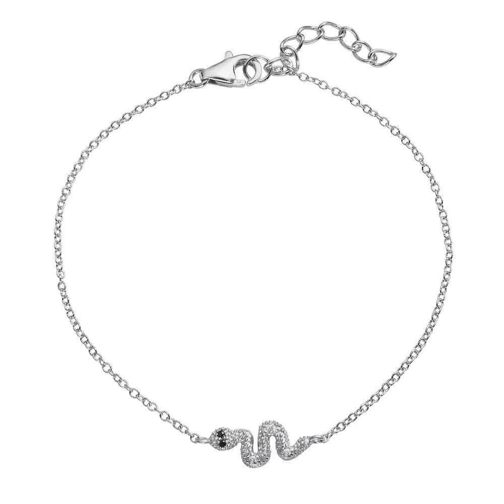 Sophie Miller Sterling Silver Black & White Cubic Zirconia Snake Link Bracelet, Women's, Size: 8" Product Image