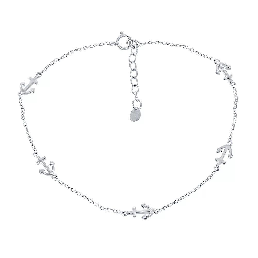 Sterling Silver Anchor by the Yard Anklet, Women's, Size: 9" Product Image