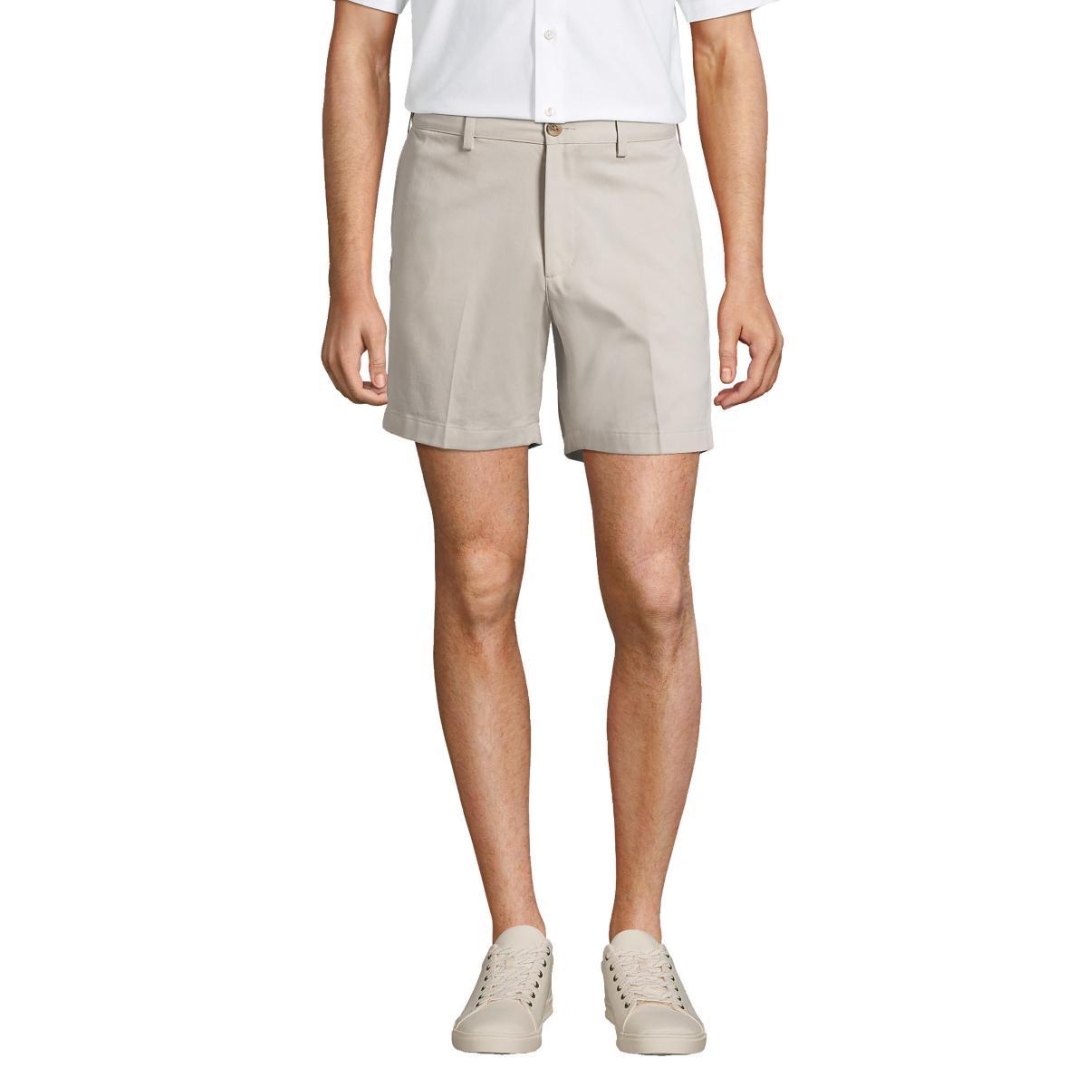Men's Lands' End Comfort Waist 6-inch No-Iron Chino Shorts, Size: 36, Light Grey Product Image