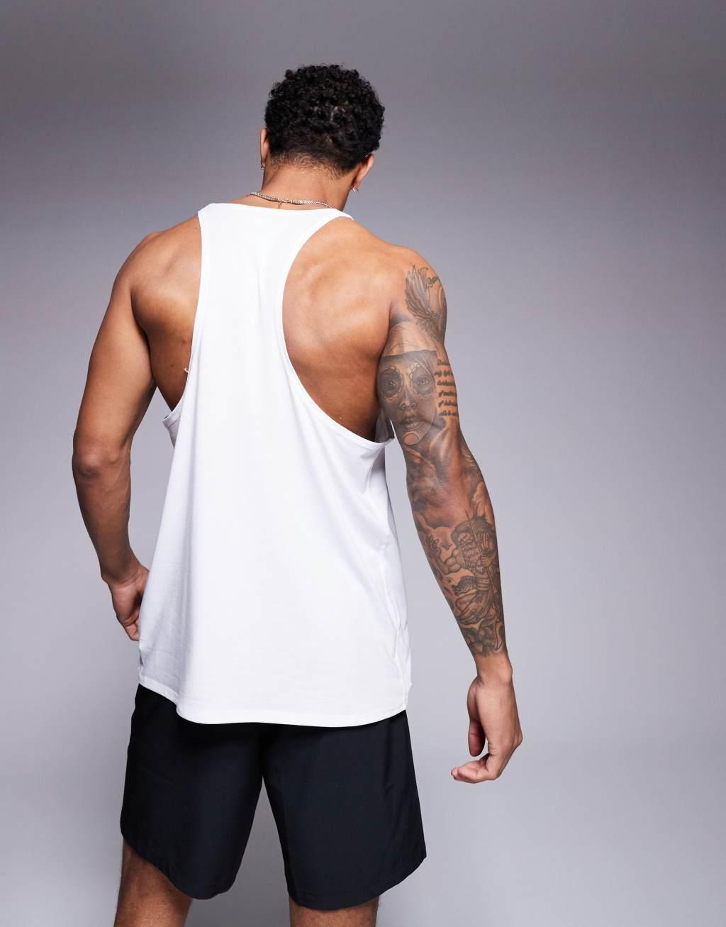 4505 Icon performance jersey quick dry stringer tank top in white Product Image