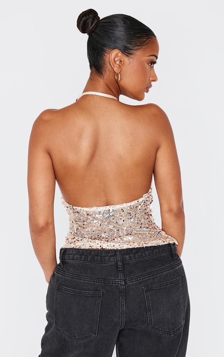 Shape Gold Sequin Ring Detail Cowl Neck Top Product Image