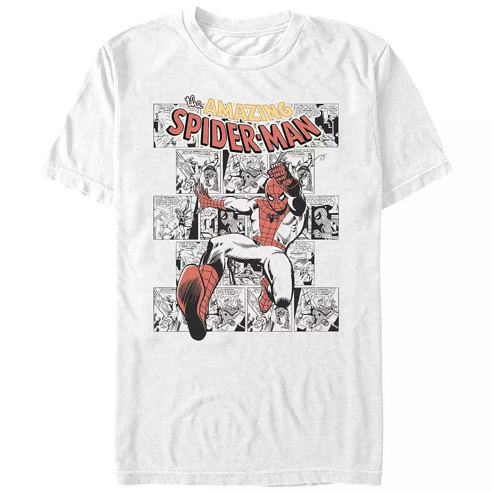 Men's Spider-Man Comic Strips Graphic Tee, Size: Large, White Product Image