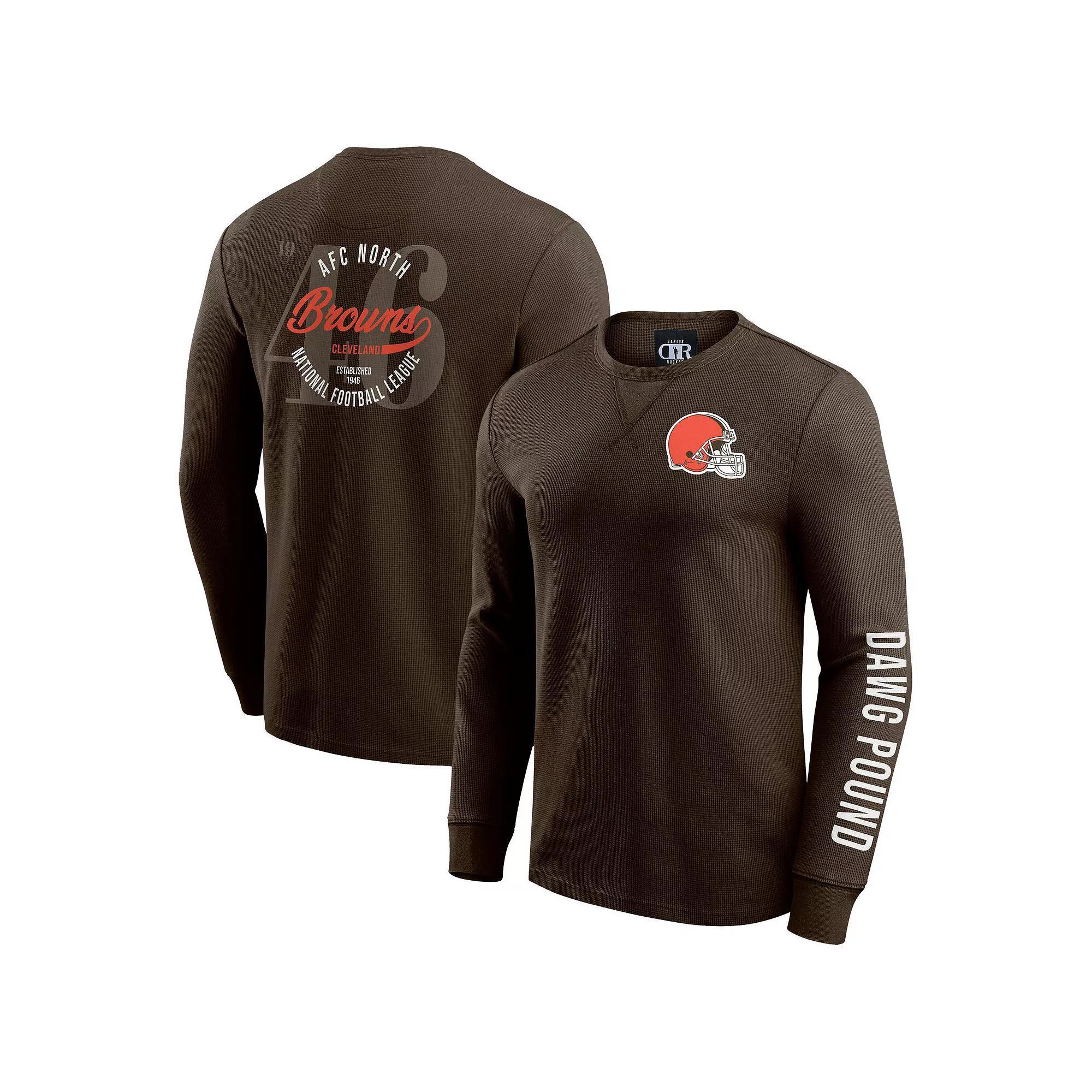Men's Darius Rucker Collection by Fanatics Brown Cleveland Browns Washed Waffle-Knit Long Sleeve T-Shirt, Size: 2XL Product Image