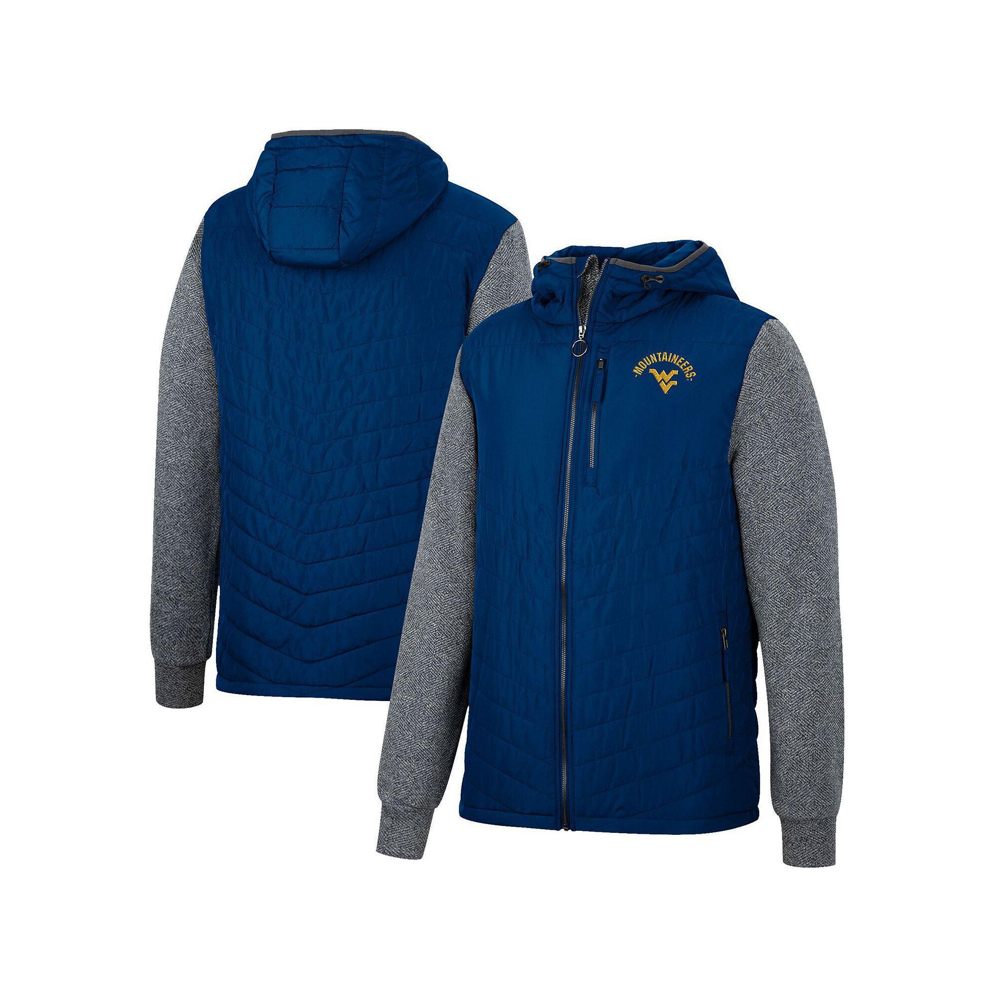 Men's Colosseum Navy West Virginia Mountaineers Course Herringbone Full-Zip Hoodie, Size: XL, Blue Product Image