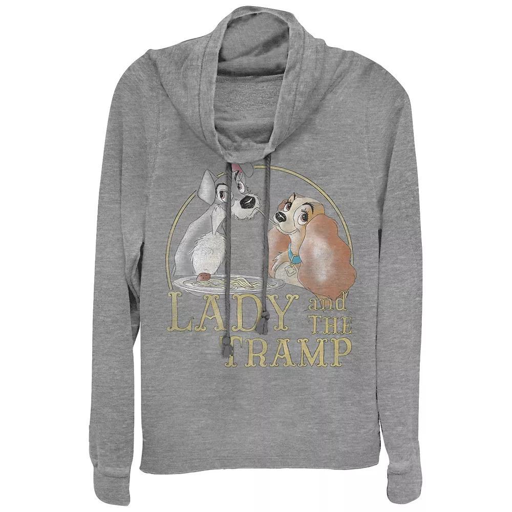 Disney's Lady And The Tramp Juniors' Spaghetti Dinner Cowlneck Graphic Lightweight Long Sleeve, Girl's, Size: Small, Gray Grey Product Image